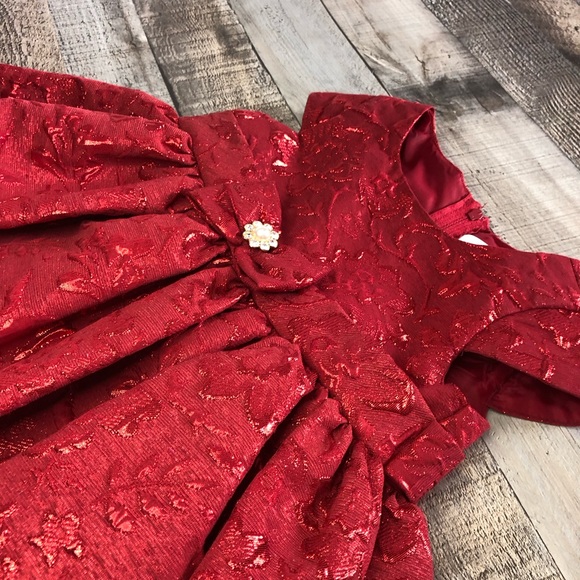 Red Rare Editions Knee Length Formal A-Line Baby Dress Size 18 mos (months) - Picture 5 of 11